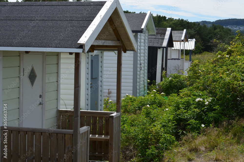 Beach hut on the sea coast for social isolation type holidays, the new normar.