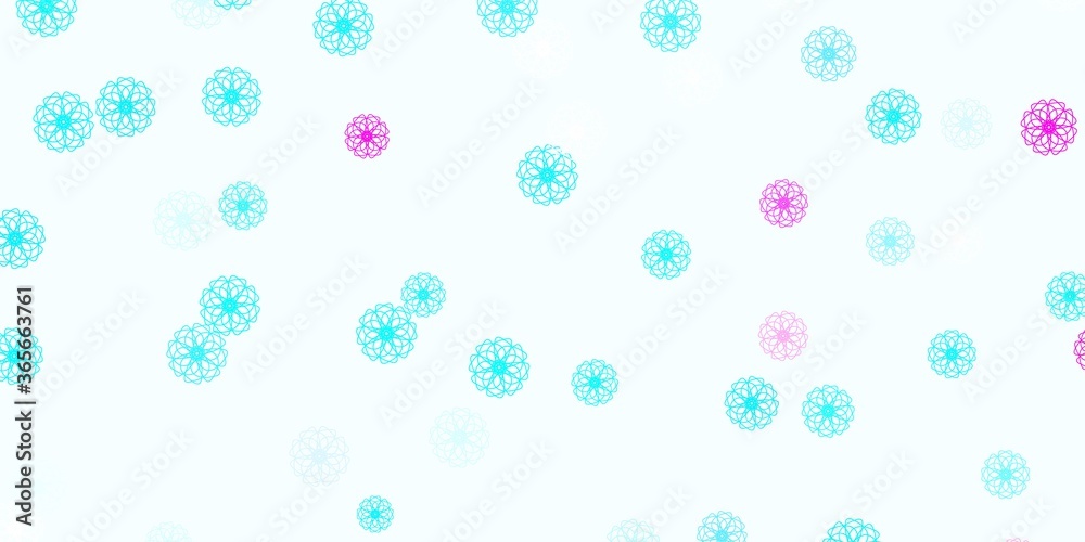 Light blue, red vector doodle background with flowers. Light blue, red vector doodle background with flowers.