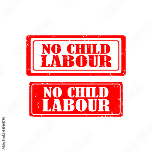 No child labour grunge rubber stamp set on white background.