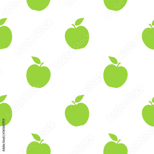 Seamless Pattern of green apples. Vector illustration isolated on white background.