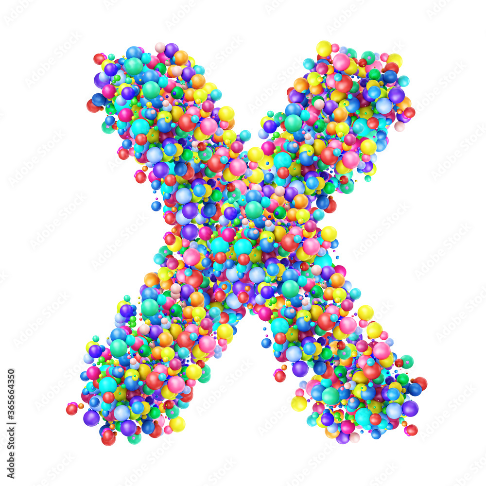 Alphabbet letters from group of multicolor balls. Letter X Alphabbet letters from group of multicolor balls. Letter X