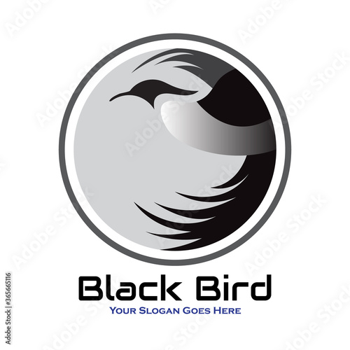 Vector logo black bird design in eps 10. Simple template and ready to use.