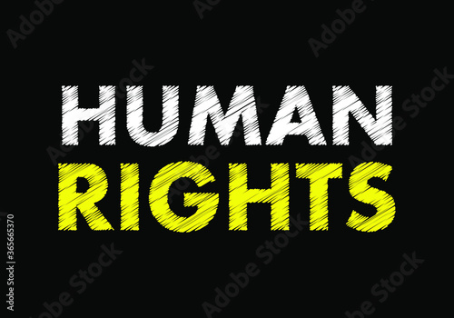 Human rights writing text on black chalkboard. Vector illustration.