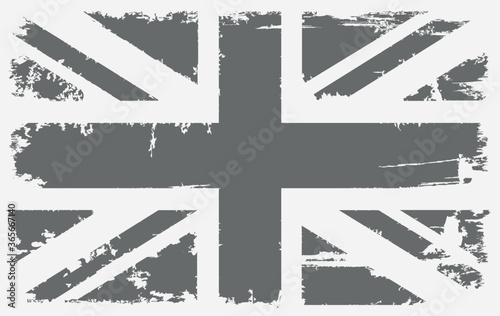 Grunge black and white British flag.