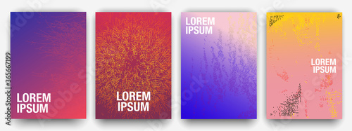 Obraz na płótnie Bold gradient set of templates. Abstract glowing pattern. Futuristic bright design. Digital space. Can be use for cover, poster, landing, invitation, business booklet. Eps 10. w salonie