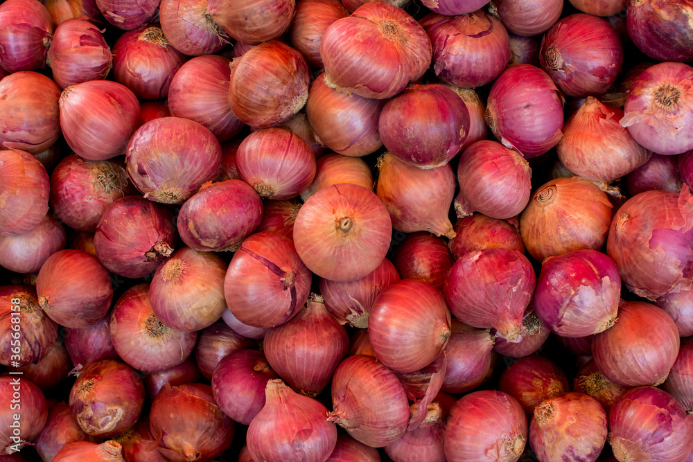 Onions for sale in a local market in India Onions for sale in a local market in India