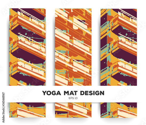 Obraz na płótnie Yoga mat design. Abstract psychedelic pattern. Bold grunge print. Creative meditation equipment. 183x61. Vector eps10. w salonie