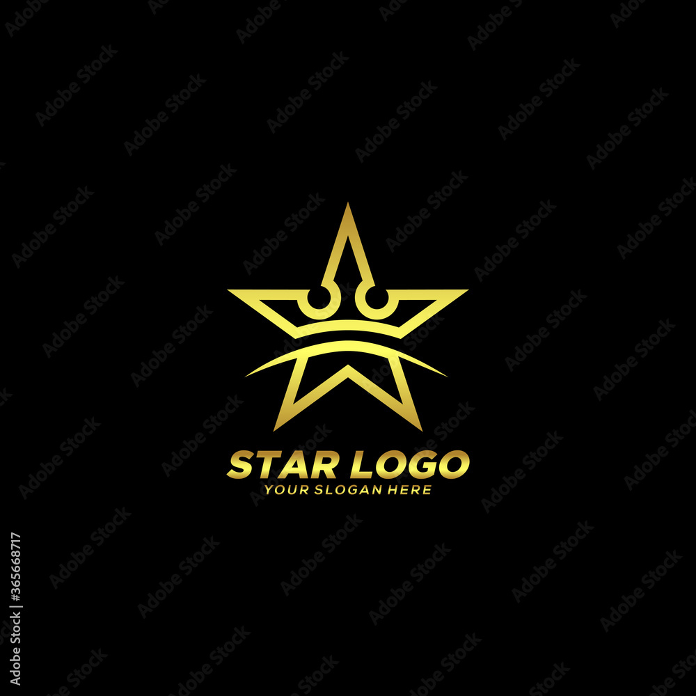Gold Star Logo Vector in elegant Style with Black Background Gold Star Logo Vector in elegant Style with Black Background