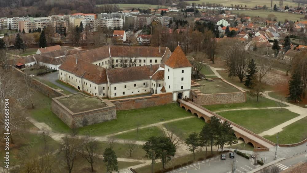 Castle and fortification in Sarvar, Hungary, aerial view Castle and fortification in Sarvar, Hungary, aerial view