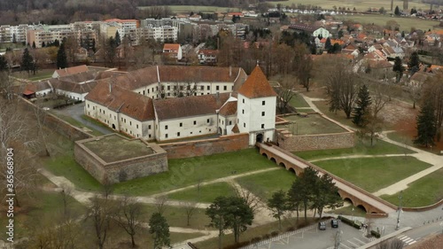 Castle and fortification in Sarvar, Hungary, aerial view photo