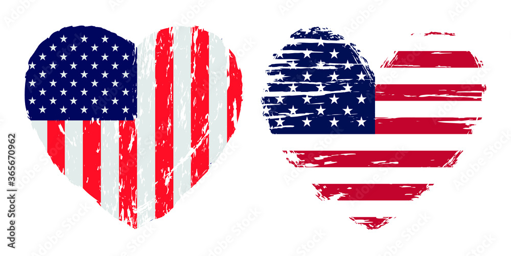 Heart with United States of America flag Heart with United States of America flag