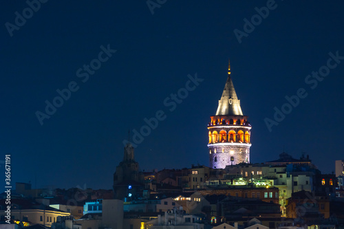 Galata Tower at Night in Istanbul