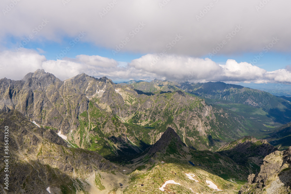 beautiful view above cloudscape and mountains, slovakia tatras