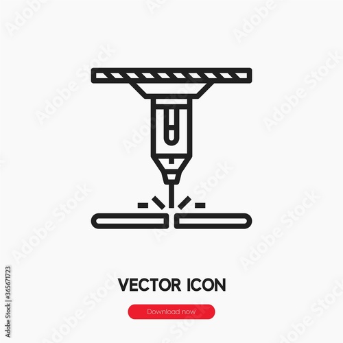 laser cutting icon vector. Linear style sign for mobile concept and web design. laser cutting symbol illustration. Pixel vector graphics - Vector.	