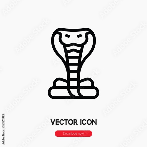 cobra icon vector. Linear style sign for mobile concept and web design. cobra snake symbol illustration. Pixel vector graphics - Vector. 