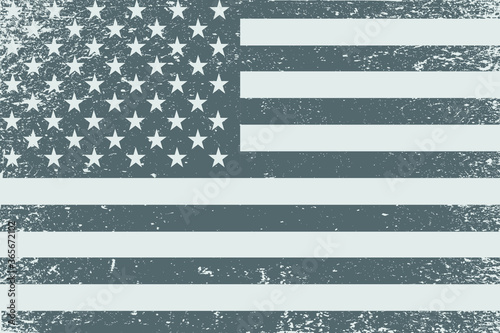 Vintage black and white USA flag.