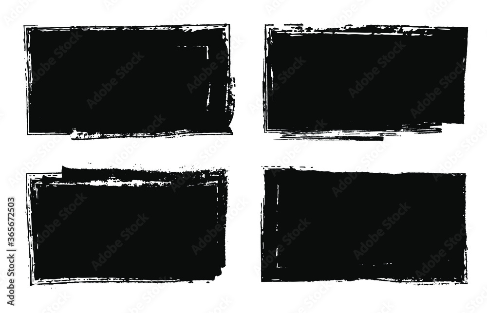 Fototapeta Set of black grunge frames