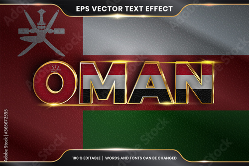 Editable text effect - Oman with its national country flag