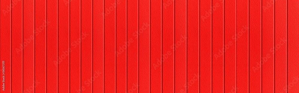 Fototapeta premium Panorama czerwonego metalu falistego tła i tekstury powierzchni lub cynkowania stali