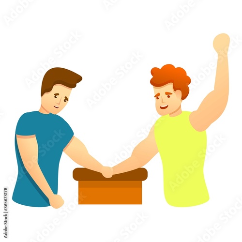 Winning arm wrestling icon. Cartoon of winning arm wrestling vector icon for web design isolated on white background