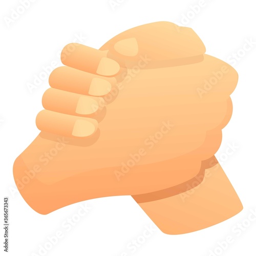 Handshake arm wrestling icon. Cartoon of handshake arm wrestling vector icon for web design isolated on white background