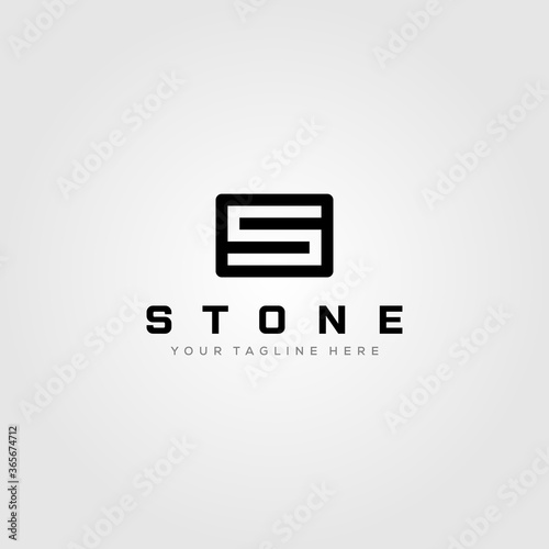letter s stone square logo minimalist vector illustration design