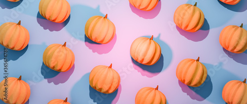 Halloween pumpkins flat lay composition