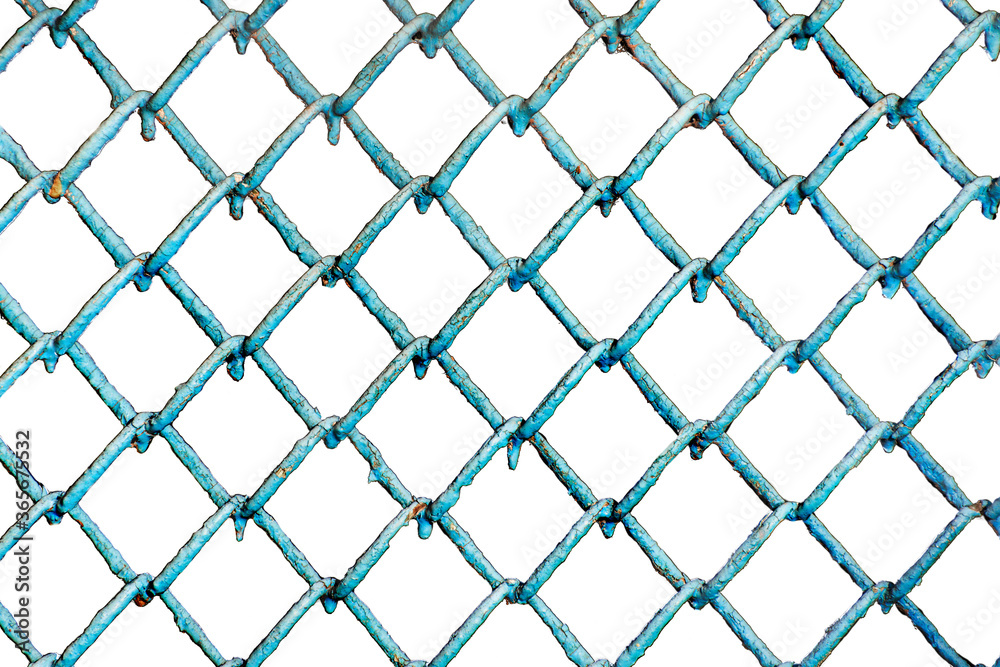 Fototapeta premium Isolate of an old metal mesh on a white background. Blank for design layout.