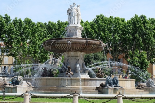 The Fontaine de la Rotonde fountain in Aix en Provence, France
