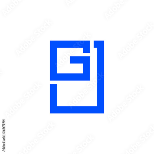 letter gj simple geometric line design symbol logo vector