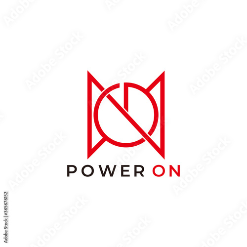 letter on power button electronic design symbol logo vector