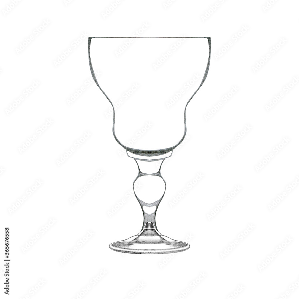 Glass for iced beverage isolated on white. Hand drawn illustration. Pencil sketch of empty glassware for alcohol drink. Design element for bar and restaurant menu, recipes, flyers. Glass for iced beverage isolated on white. Hand drawn illustration. Pencil sketch of empty glassware for alcohol drink. Design element for bar and restaurant menu, recipes, flyers.