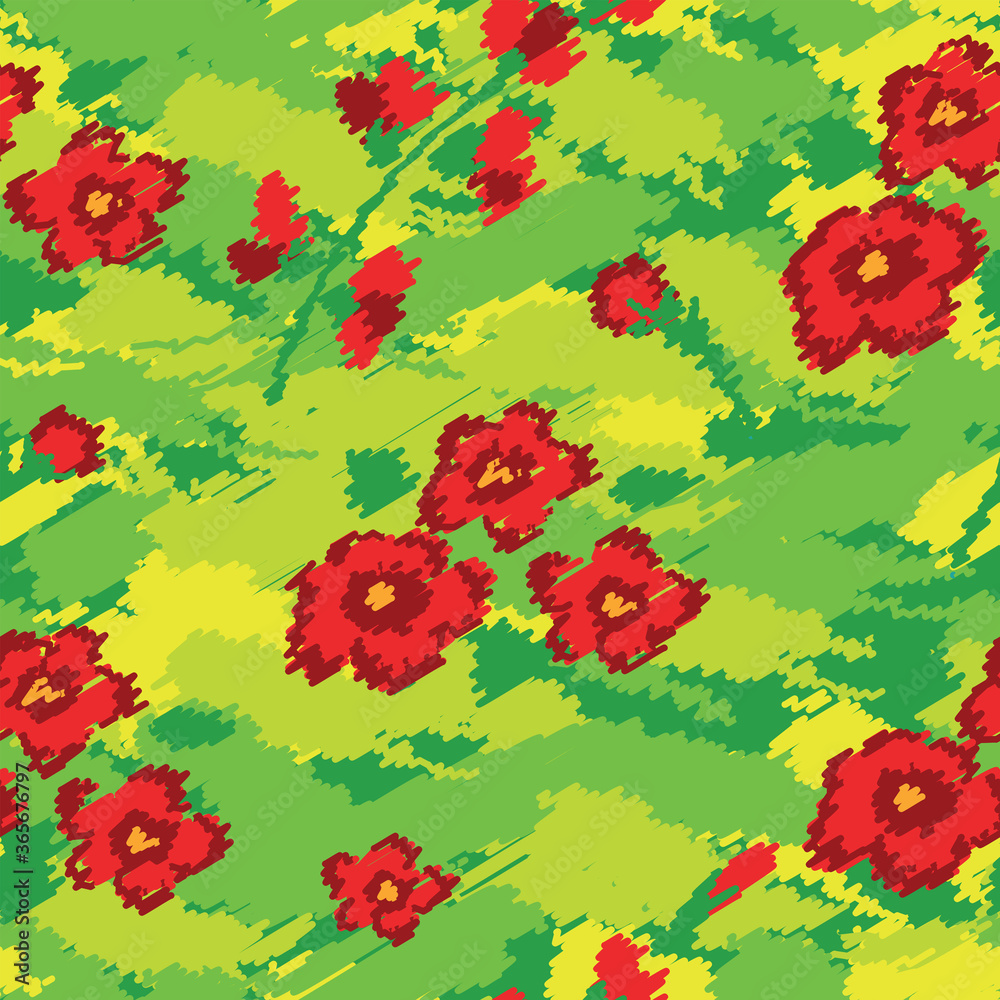 Floral seamless pattern in bright colors 