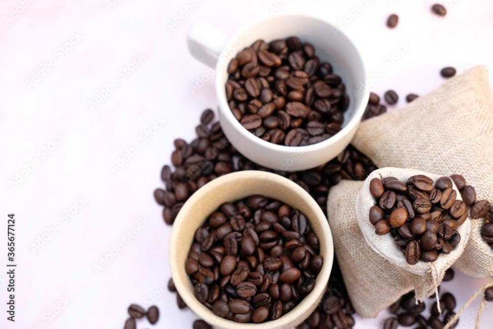 coffee beans on old wood table background, space for text coffee beans on old wood table background, space for text