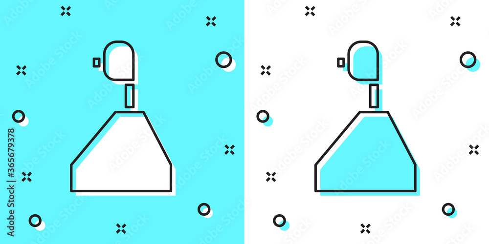 Black line Gear shifter icon isolated on green and white background. Transmission icon. Random dynamic shapes. Vector Illustration. Black line Gear shifter icon isolated on green and white background. Transmission icon. Random dynamic shapes. Vector Illustration.