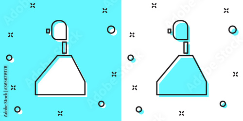 Black line Gear shifter icon isolated on green and white background. Transmission icon. Random dynamic shapes. Vector Illustration.