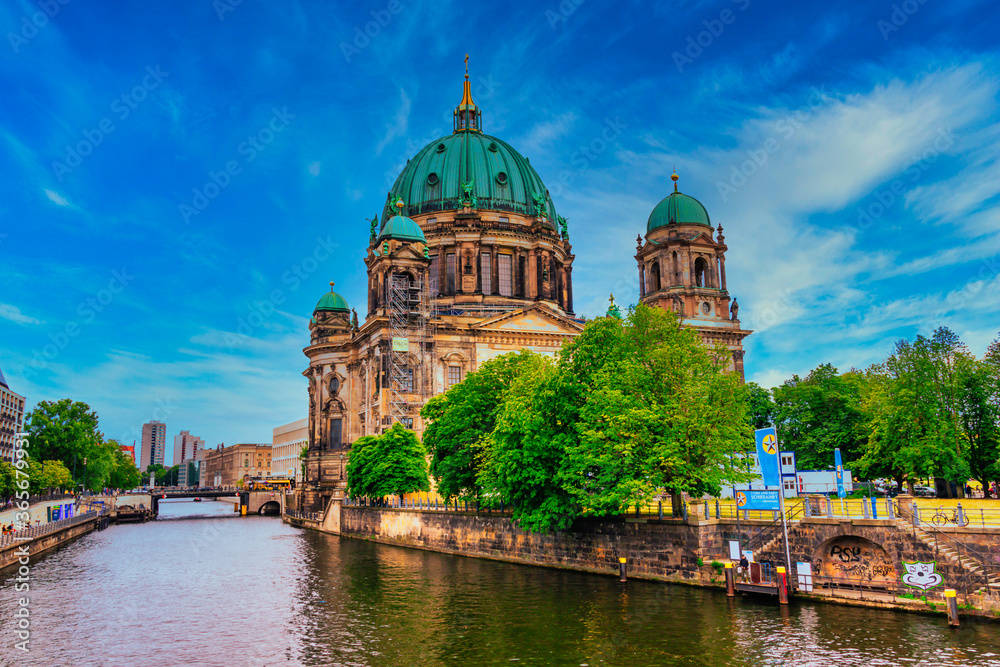 Naklejka premium Berlin, Germany - July 12, 2020 - The famous Evangelical Berlin Cathedral