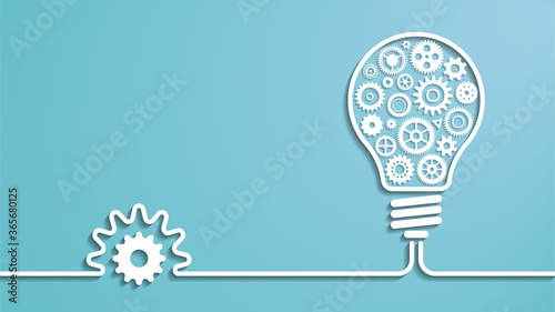 Flat design gears and cogs working together in light bulb. Abstract idea for business and technology concept - EPS 10 vector file.