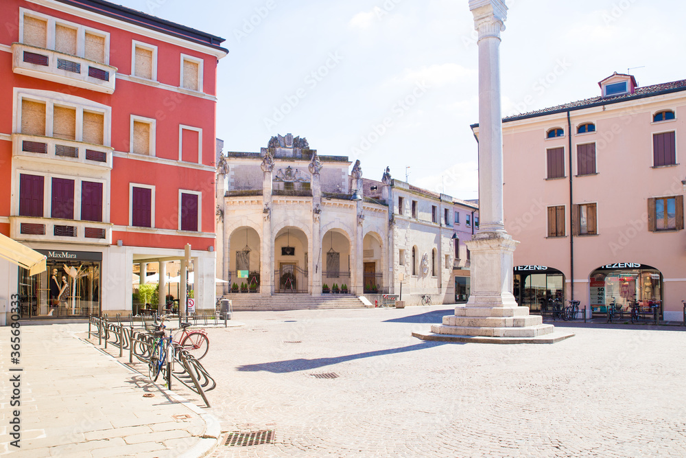 Italian town of Rovigo with Vittorio Emanuele square in a summer sunny day