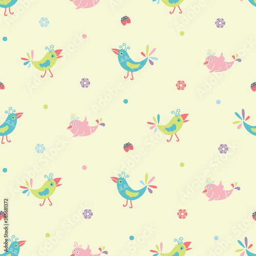 Exotic birds seamless pattern 