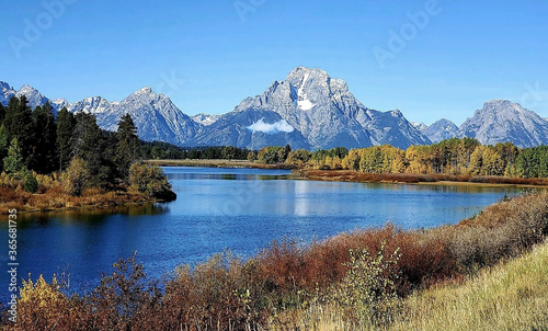 Vivid Autumn Jenny Lake in Grand Tetons Wyoming