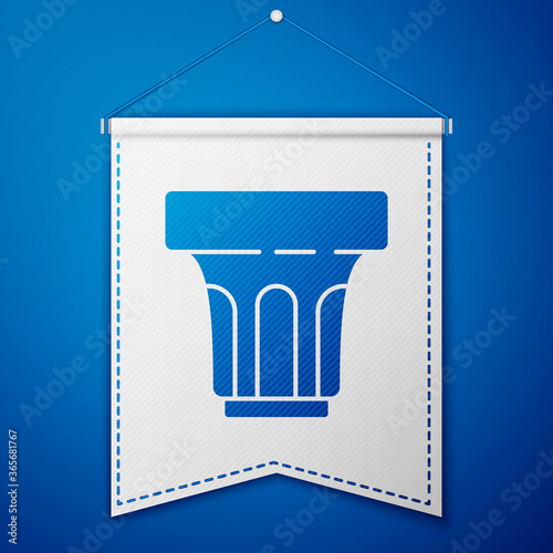Blue Glass with water icon isolated on blue background. Soda glass. White pennant template. Vector Illustration.