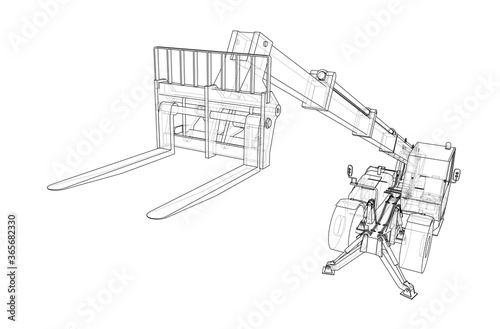 Forklift concept. 3d illustration