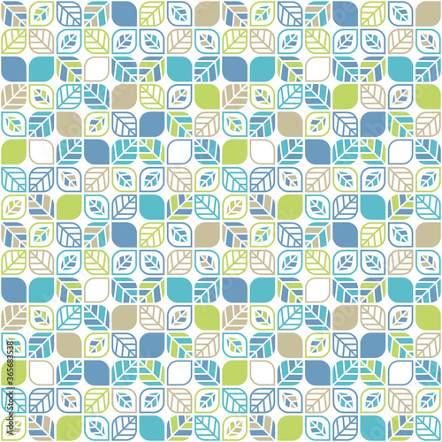 Geometric floral seamless pattern on white background 
