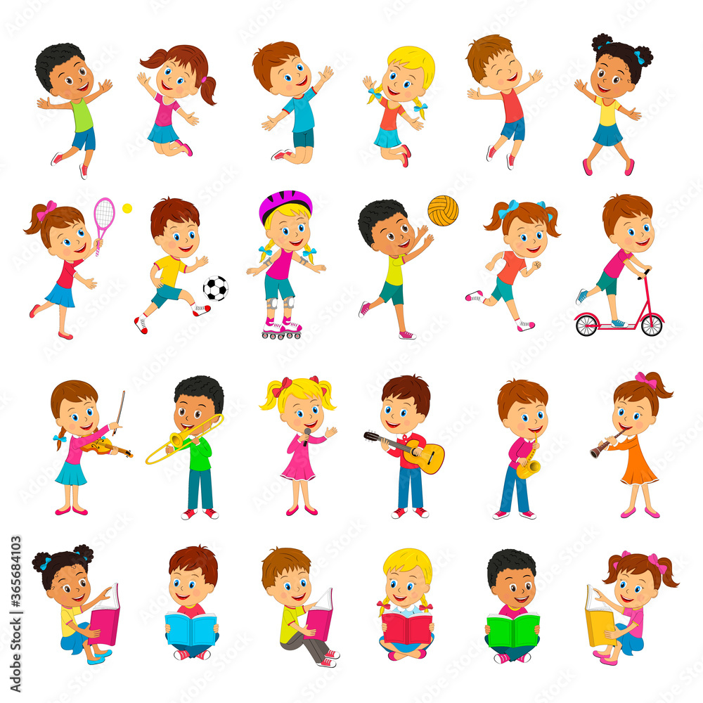 bokids, boys and girls activity collection, vector, illustrationys and girls activity collection bokids, boys and girls activity collection, vector, illustrationys and girls activity collection