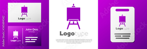 Logotype Wood easel or painting art boards icon isolated on white background. Logo design template element. Vector Illustration.