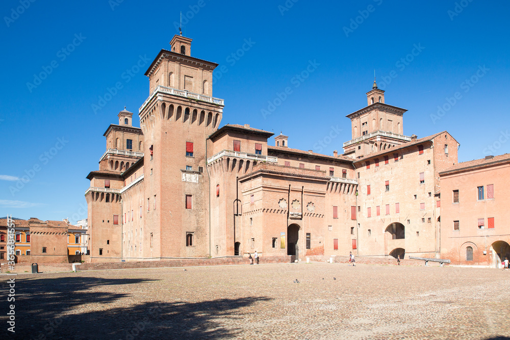 Ferrara castle in Italy in a sunny day