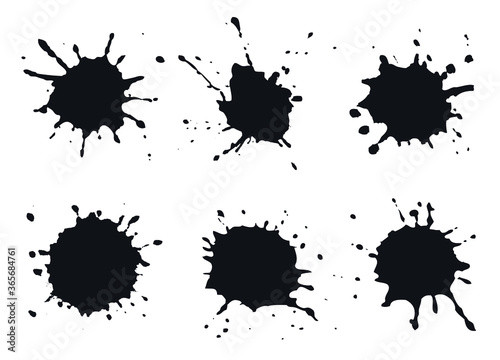 Set of black ink splashes