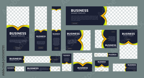 set of creative web banners of standard size with a place for photos. Business ad banner. Vertical, horizontal and square template. vector illustration EPS 10