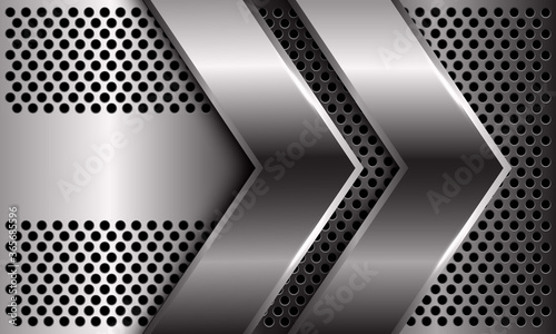 Wallpaper Mural Abstract double silver arrow direction on circle mesh pattern design modern luxury futuristic background vector illustration. Torontodigital.ca